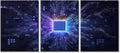 TUMOVO Computer Processors CPU Modern Home Decor 3 Panels Technology Science Poster Artwork Pictures Canvas Wall Art for Bedroom, Living Room, Office. Ready to Hang (36" Wx16 H)