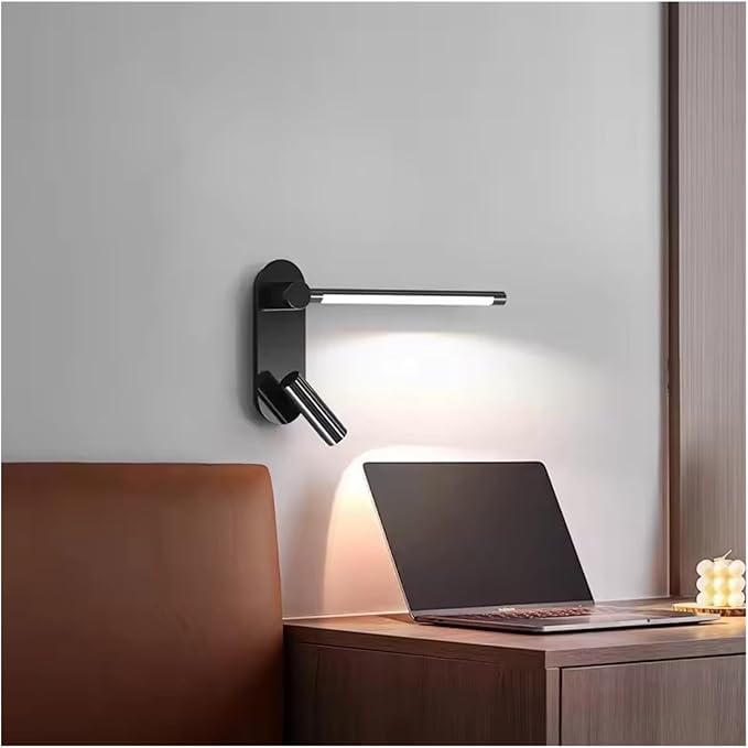 Modern Minimalist Light Luxury LED Wall Lamp Bedroom Bedside Living Room Background Decoration Study Rotating Spotlight,Practical Lighting fixtures