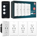Smart in Wall Outlet, Standard Electrical Outlets with 2 USB Ports & 2 Plugs, Work with Alexa Google Home 15 Amp Outlet ETL FCC for Home Office, 4Pack