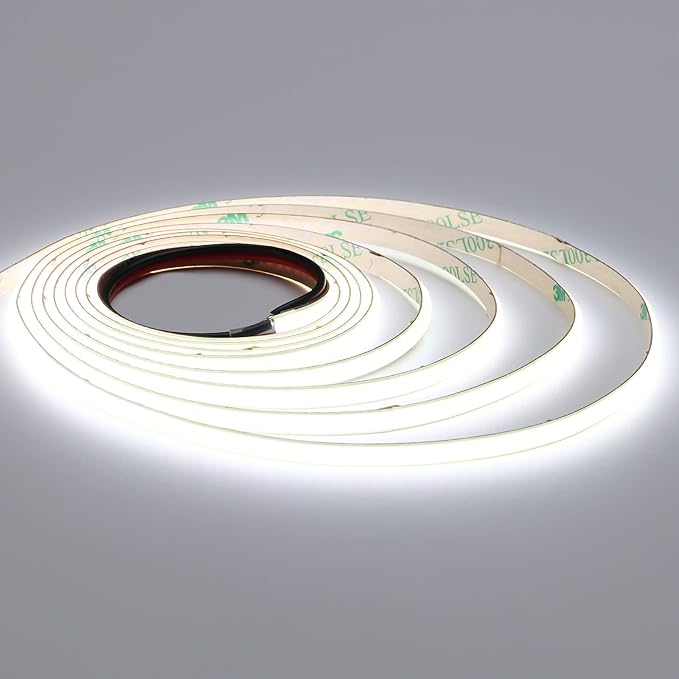 TOPAI 24V Thin 5mm COB LED Strip Light 6000K Bright White 16.4ft 4000Lm CRI>90 Uniform Dotless 400LEDs/M Adhesive Flexible Cuttable LED Tape for DIY, Bedroom, Under Cabinet Lighting