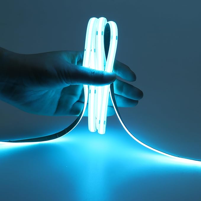 DC 5V USB COB Ice Blue LED Strip Light Dimmable USB Powered 6.6ft/2M IP65 Waterproof 640LEDs with Dimmer High Brightness Flexible LED Tape Lights