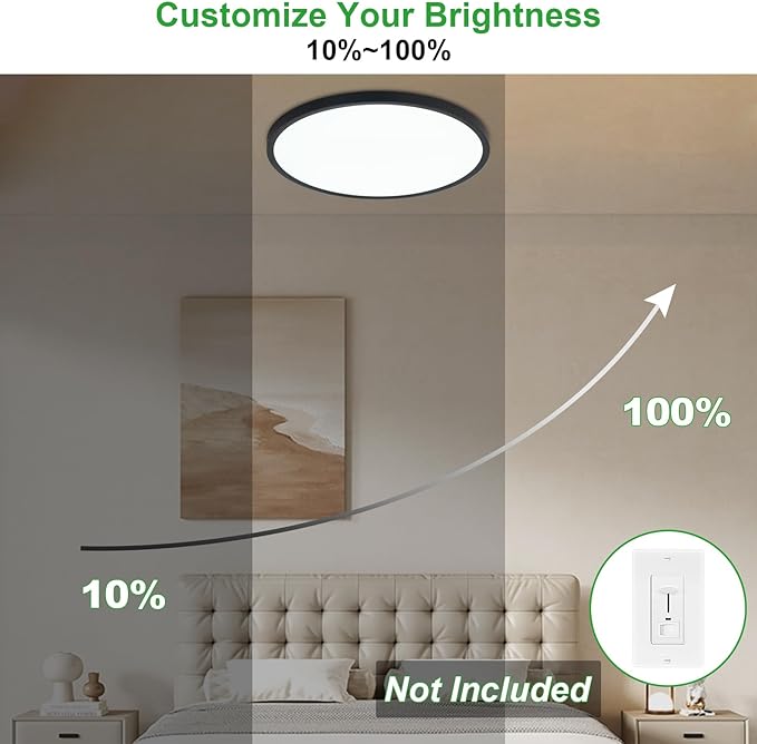 LED Flush Mount Ceiling Light: 12 inch 6Pack Super Slim Dimmable & 5CCT (2700-6500K) Kitchen Lighting Fixtures Ceiling - 24W Black Low Profile Ceiling Lamp for Bedroom Garage Hallway