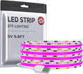 BTF-LIGHTING FCOB USB Powered Purple Color COB LED Strip Lights 9.8FT 960LEDs 5V 8mm Width 90+ High CRI Ultra Bright Flexible Light for TV Backlight Display Cabinet PC DIY Decor