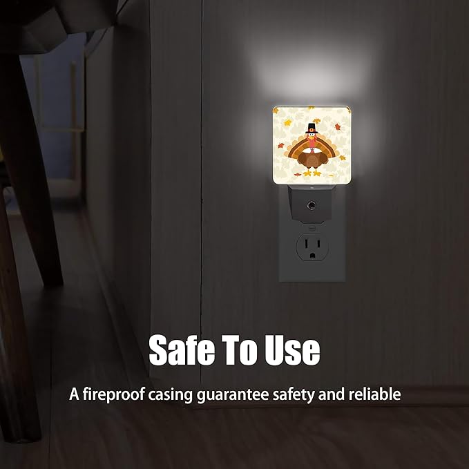 Cute Holiday Turkey Night Light, Thanksgiving Plug into Wall with Dusk to Dawn Light Sensors,Warm Nightlights for Bedroom, Bathroom, Gifts Ideal for Girls Women