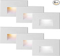 Step Lights Outdoor Indoor Stair Lights LED, 3CCT 12V Low Voltage 4W Color Changing 3000K/4000K/5000K 150LM, White IP66 Waterproof, Horizontal Light for Stairs, 6-Pack