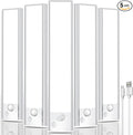 Under Cabinet Rechargeable Lighting: 12 Inch Motion Sensor Dimmable Lights Indoor - Battery Operated Lights - Wireless Closet Light Magnetic Led Light for Kitchen Home Bathroom Counter 5 Pack