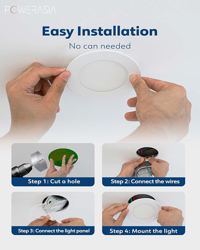 24 Pack Recessed Lighting 4 Inch with Junction Box, 5CCT 4 Inch LED Recessed Lights Dimmable 2700K-6000K, 9W 850lm Ultra Thin Recessed Lighting - ETL and Energy Star Certified