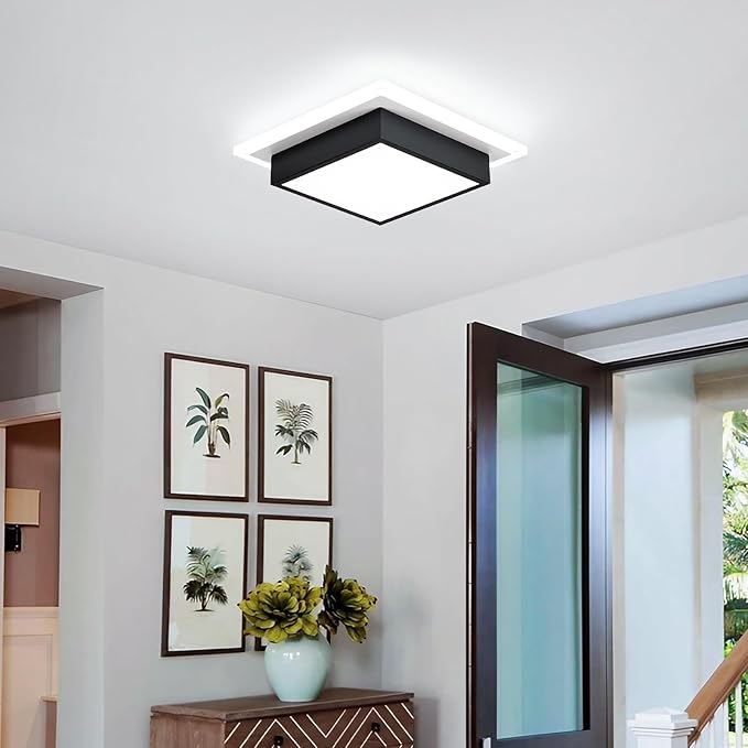 Modern LED Ceiling Light, Kitchen Ceiling Light, 6000K Cold White Flush Mount Ceiling Lamp, Square Hallway Lighting Fixtures for Living Room Bedroom Bathroom Kitchen
