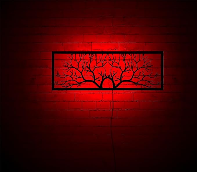 Led Tree Branch Lights For Wall, Tree Lighted-Up Wall Art With Rgb Color Changing Led, Metal Wall Decor, Rgb Lights, Home Decor, Birthday Gift, 6 inches