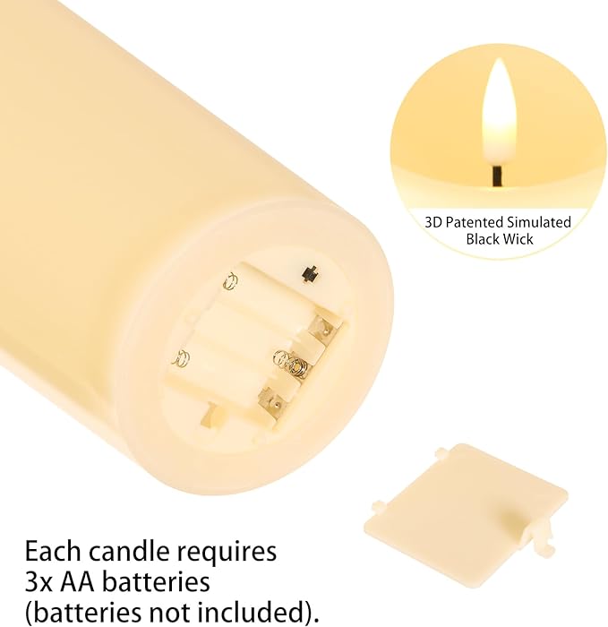 Mingfuxin Outdoor Flameless Candles with Remote - 9“×4” Large Waterproof Battery Operated Candles with Timer, Flickering LED Pillar Candle for Indoor Outdoor Larterns, Porch, Long Lasting, Set of 2