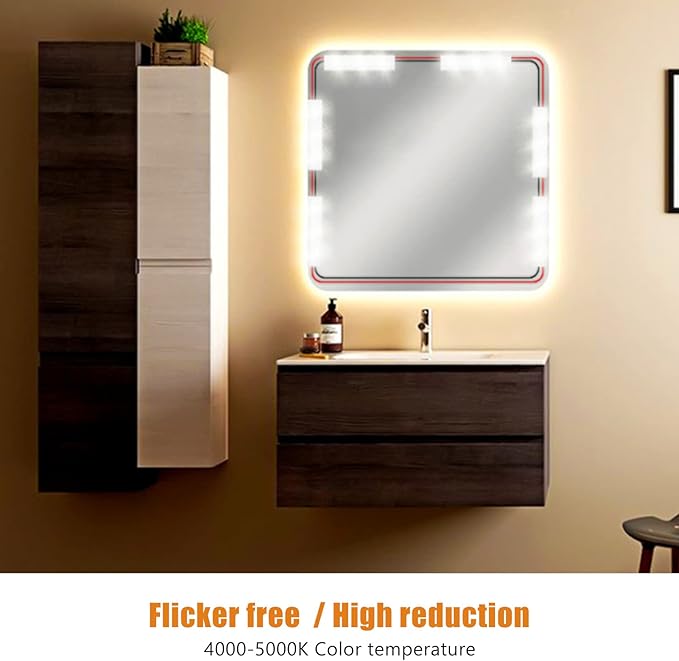 Dioche Vanity Mirror Lights, String Light Bars Ultra Bright White LED, Adjustable Brightness, USB Plug in, Makeup Vanity Table & Bathroom (2 Strings)