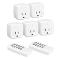 HBN Remote Control Outlet with 100FT RF Signal, Wireless On Off Switch Plug for Household Appliances, Battery Included, 15A/1875W(5 Outlets + 2 Remotes)