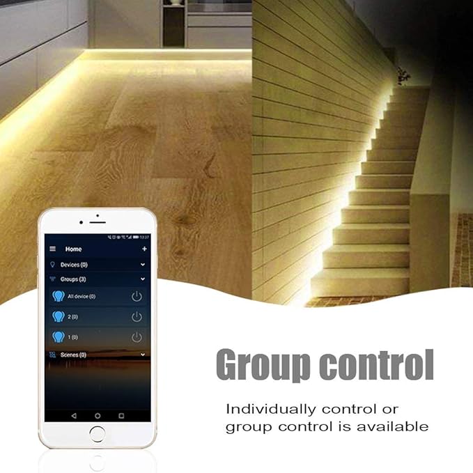 Sumaote Single Color LED Strip Lights WiFi Controller, Compatible with Android iOS Works for 5050 3528 COB LED Light Strips, 12V-24V, Voice Control, Dimmable, Timing Function