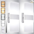 TRLIFE Dimmable LED Wall Sconces, 4 Color Temperature 12W Modern Wall Sconce Wall Mounted Light Set of 2 Dimmable Wall Lights for Bedroom Bedside Hallway Living Room Stairway(2 Pack, Silver)