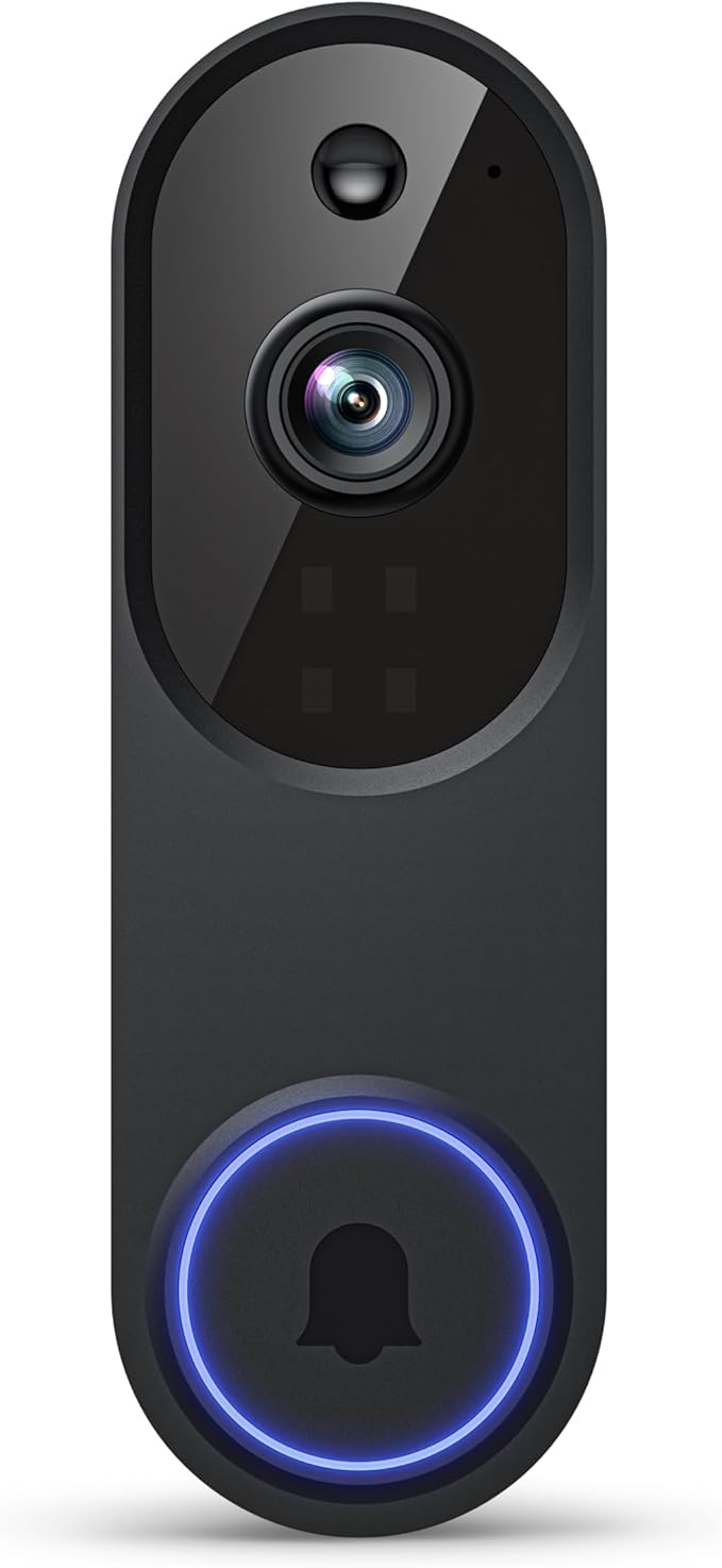 1080P Wireless Video Doorbell Camera, 2.4G WiFi Only, AI Human Detection, Indoor/Outdoor Surveillance Cam, 2-Way Talk, Night Vision, Cloud Storage (Sold Separately)