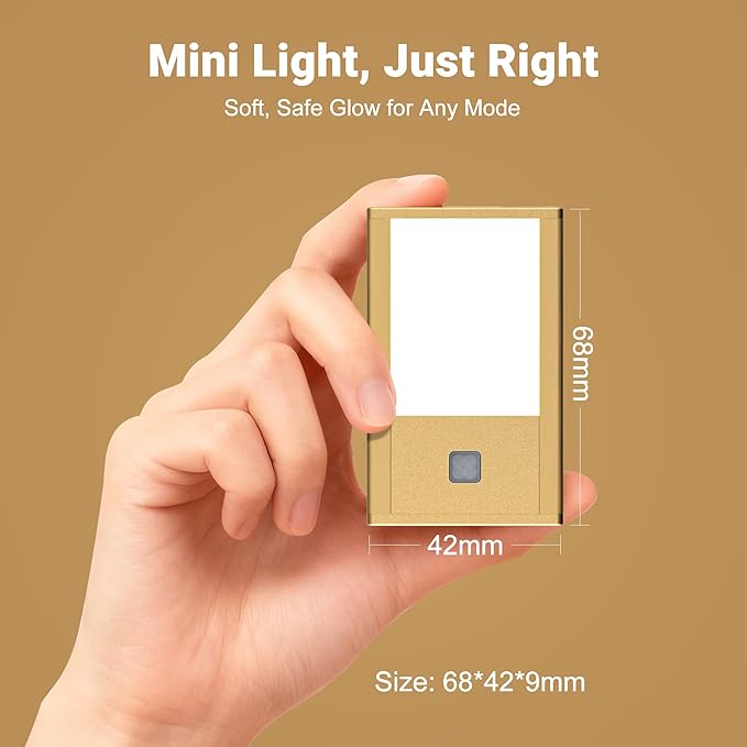 V4light Rechargeable Motion Sensor Night Lights, 8-Pack - Painted Gold Aluminum Alloy, Ultra-Compact Magnetic Mount, 3000K Warm White Glow, Ideal for Hallways, Bedrooms, Stairs & Nightly Use