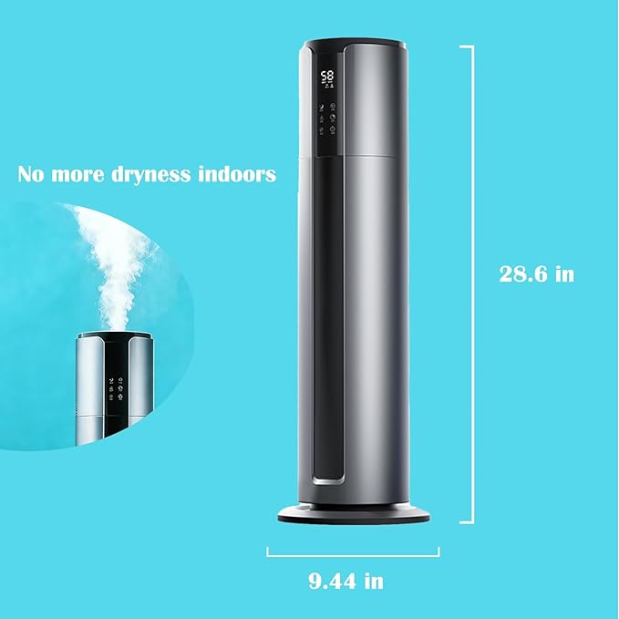 Ultrasonic Large Room Humidifier 9L - 645 Sq Ft Coverage, Smart App & Remote, HD Humidity Indicator, Tap Water Use for Office & Living Room