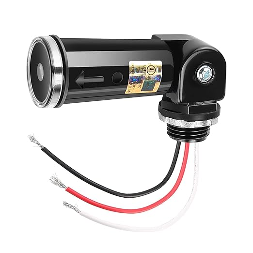 Outdoor Photocell Sensor, Dusk to Dawn Day Night Swivel Mount Conduit Lighting Control, Photoelectric Sensor Switch for Indoor Outdoor Light