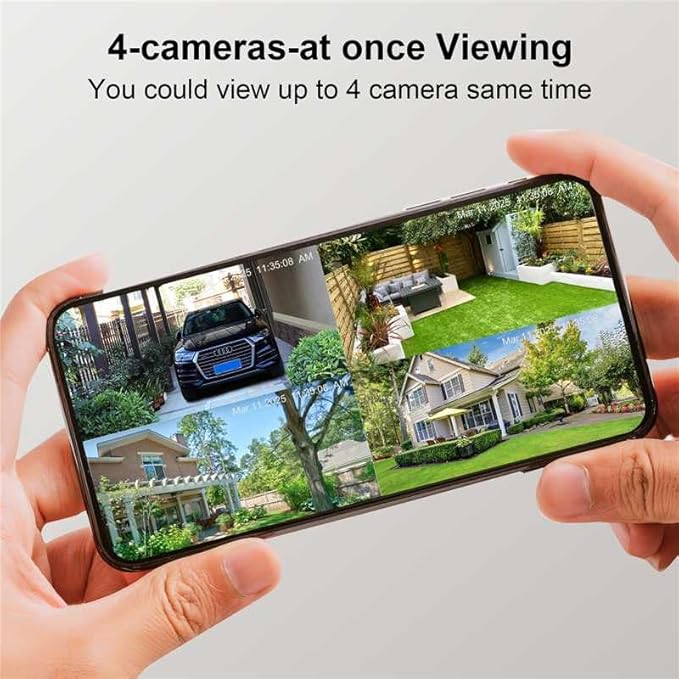Dual Lens Security Cameras Wireless Outdoor，Solar Cameras for Home Security，Motion Detection,Night Vision,No Month Fee,IP65 Water Proof