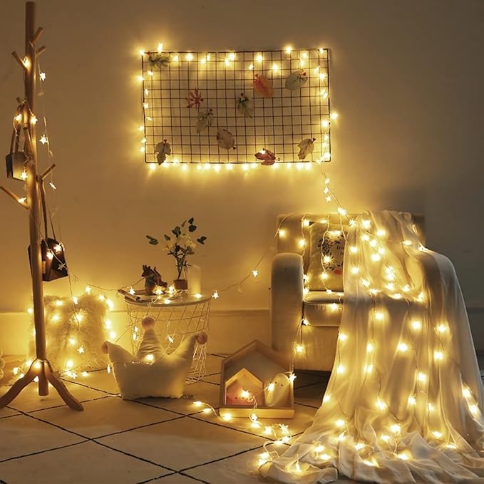 ITICdecor Star String Lights 15 FT 30 LED Fairy Christmas Light Battery Operated Indoor Outdoor Twinkle Lights Bedroom Decor for Party Wedding Xmas Tree (Warm White)