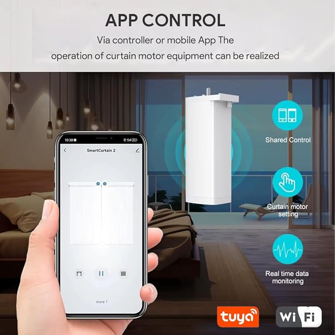 Mini Smart Curtain Track System, WiFi Motorized Curtain Rods Remote Control, Automatic Drapery Opener Compatible with Alexa Google Home, Quiet Electric Tracks (3 meters (118.1 inches))