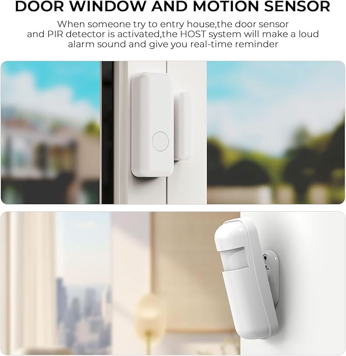 LWOHSI Home Security Systems,Wireless DIY Burglar Alarm Kits,Smart Home Alarm System with Window/Door Sensor,PIR Motion Detector,Voice Control with Alexa and Google,4G SMS/Tuya App Alerts (A01F-US-D)