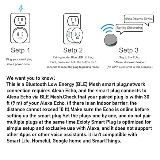 ExIoTy Smart Plug, Works with Alexa Only, Simple Setup with One Voice Command, Voice Control, Remote Control, Timer & Schedule & Group Controller, (Note: 𝘼𝙡𝙚𝙭𝙖 𝙙𝙚𝙫𝙞𝙘𝙚 𝙧𝙚𝙦𝙪𝙞𝙧𝙚𝙙)
