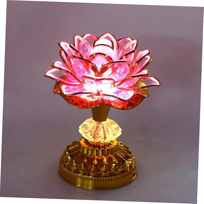 1Pc Color Changing LED Lotus Lamp Elegant Hall Light Ornament for Home Decoration for Living Room Bedroom and Meditation Spaces