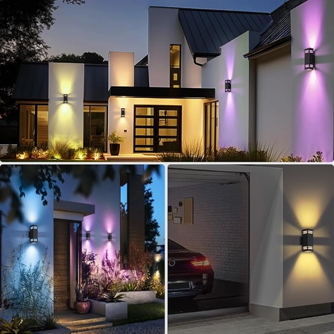 KIZON Smart Porch Lights Color Changing, Ambience RGB WiFi Outdoor Sconce Lights App Control Black Exterior Light Fixture for House Porch Patio, Compatible with Alexa Google Assistant, ETL Listed