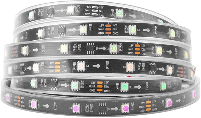 BTF-LIGHTING WS2811 Addressable LED Strip Ultra Bright 5050 SMD RGB 60LED/m 20Pixels/m Multi-Colored Pixels Light Total 300LED 100Pixels 16.4FT 5m DC12V IP67 Waterproof(No Adapter or Controller)