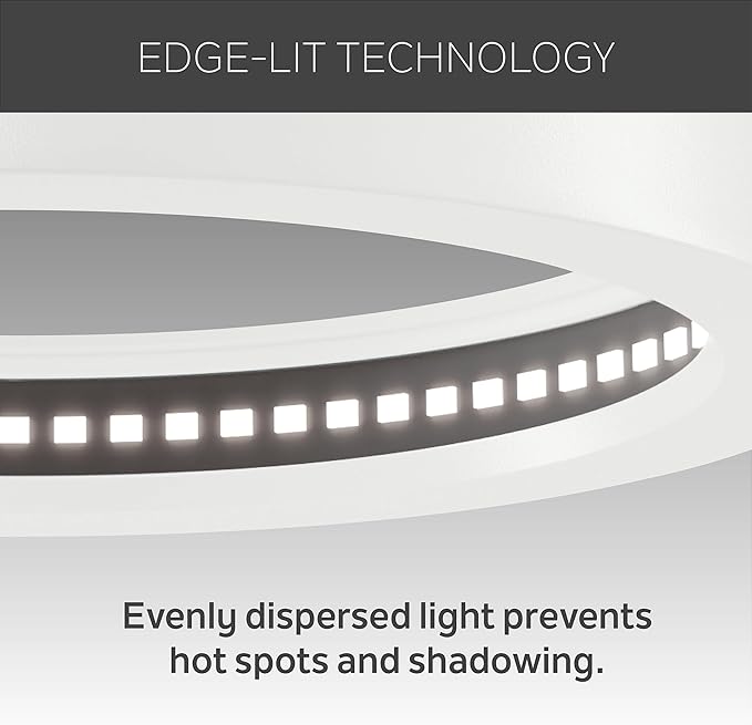 KICHLER Ara 11.03" Modern Minimal Round LED Flush Mount in White, for Damp Indoor Locations, Main Light Source, Integrated LED, Edge-Lit Technology, 1600 Lumens, Dimmable to 10%, 53011WH30
