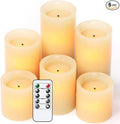 DRomance Flameless Flickering Candles Battery Operated with 10-Key Remote and Timer, Set of 6 Real Wax Optical Fiber Wick Warm Light LED Pillar Candles Christmas Decoration(Ivory, D3" x H3"4"5"6"7")