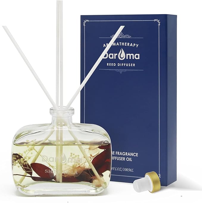 Reed Diffuser Set with Sticks, Daroma Dried Flowers Aromatherapy Reed Diffuser with Nature Essential Oil, Fragrance Scent Diffuser for Home Décor & Office, for Christmas, Shangri-La Hotel