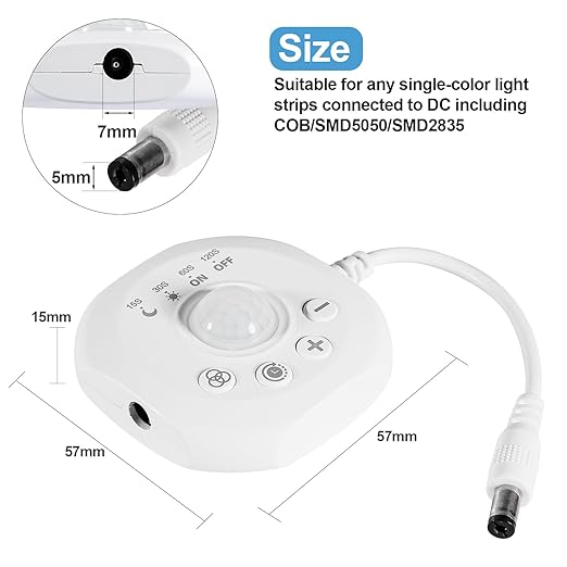 SUPERNIGHT Dimmer Switches for Led Lights, Pir Motion Sensor Switch for COB SMD5050 2835 Strip, DC 5-24V Dimming Controller for Gun Safe, Kitchen Cabinet, Pantry, Closet led Lighting