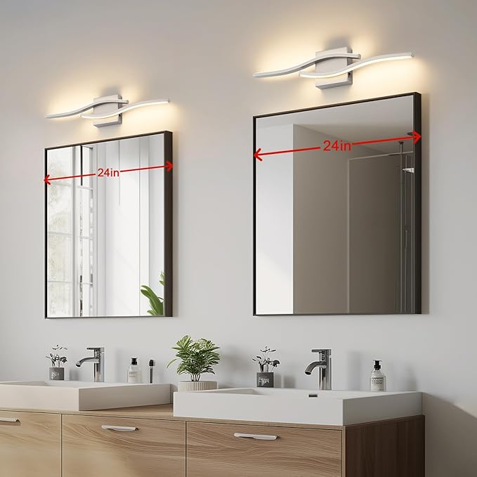 Joossnwell Brushed Nickel Bathroom Vanity Lights Fixtures Over Mirror 5CCT Dimmable Bathroom Light Fixture Modern Vanity Lighting Bar Led Bath Vanity Light 23 Inch Wall Lamp