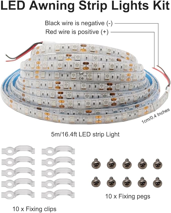 RV Underglow Led Light Kit, 12V 16.4FT RV Awning LED Light Strip, Waterproof Exterior Underbody Lighting for Camper Motorhome Travel Trailer Concession Stands Food Trucks, Blue
