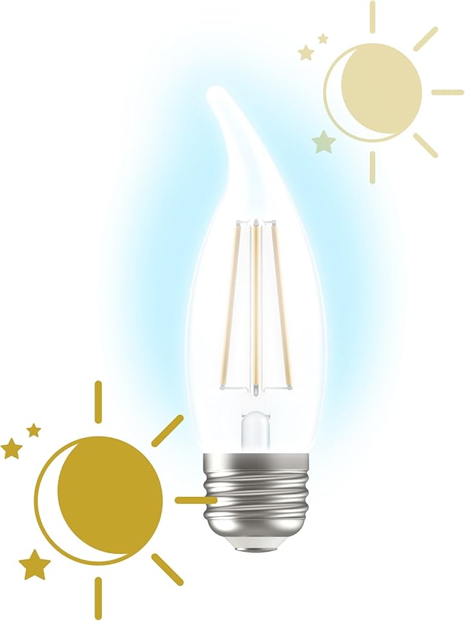 GE LED+ CA11 Dusk to Dawn LED Light Bulbs, Automatic On/Off Outdoor Security Lights, Daylight, E26 Medium Base (2 Pack)