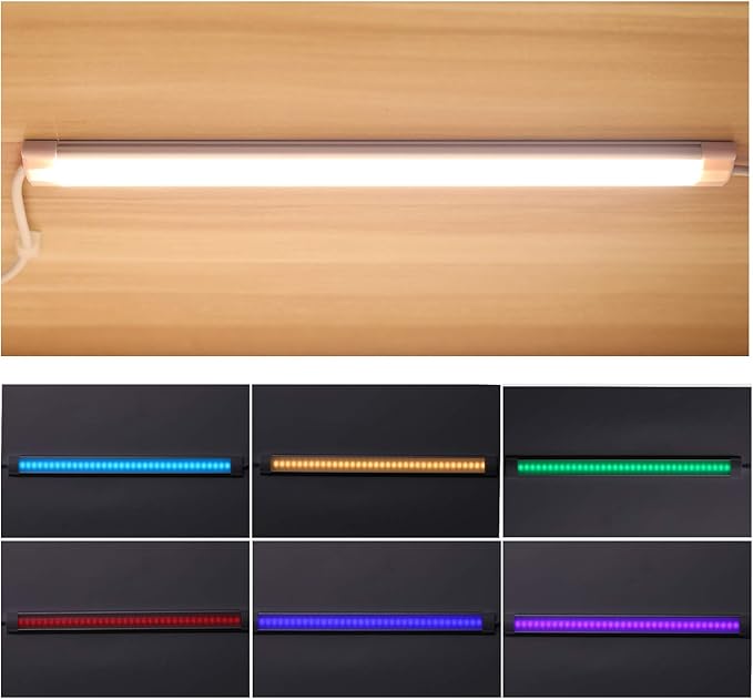 LABOREDUCER RGB Under Cabinet Lights,6 Pack Plug in or Hardwired Linkable RGB LED Closet Light with Remote and APP Control,24V Under Cabinet Lighting for Kitchen Closet Counter 18W(RGB+Warm White)