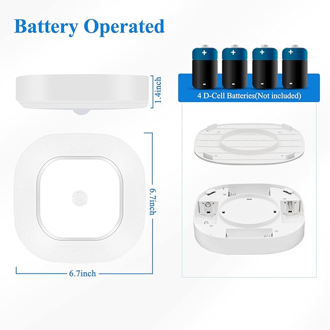 Closet Light, Battery Operated Ceiling Motion Sensor LED Light, 300LM Indoor Wireless, for Hallway, Garage, Stairway, Pantry, Shed Wall, 2 Pack