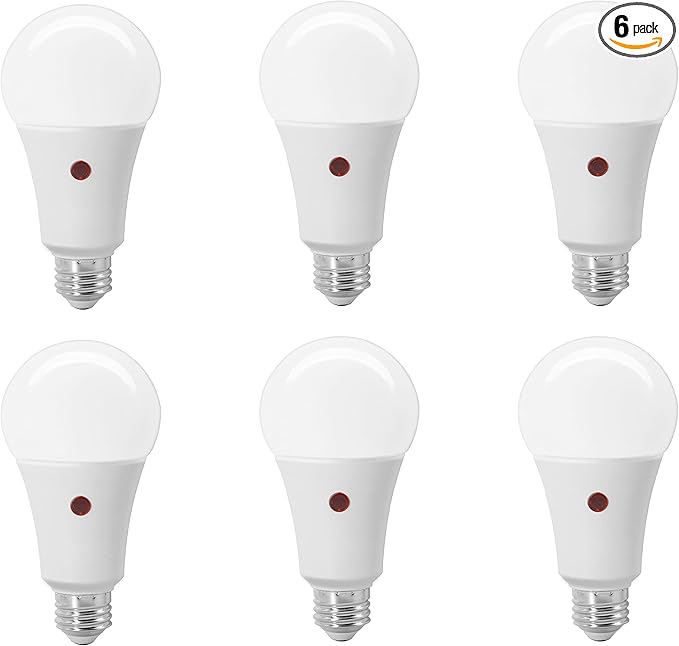 Sylvania Dusk to Dawn A21 LED Light Bulb with Auto On/Off Light Sensor, 100W=13W, 1500 Lumens, 2700K, Soft White - 6 Pack (41258)