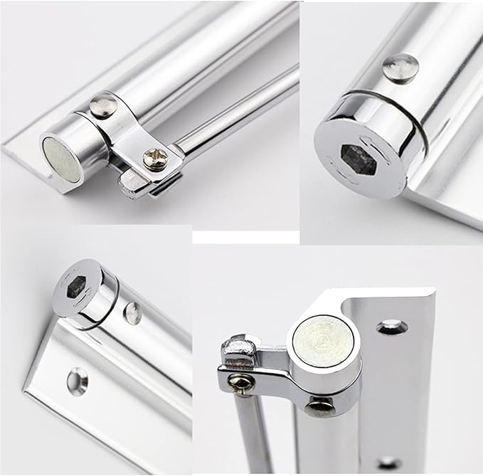 ZENG 2-Pack Adjustable Spring Door Closer - 304 Stainless Steel Surface Mounted Automatic Closer for Residential/Commercial Doors (20-40kg, 175° Max, Silver)