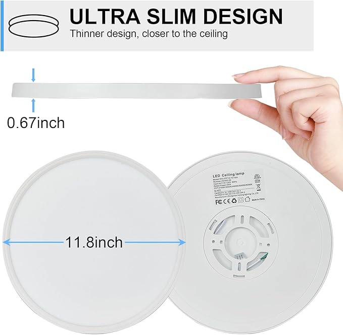 4Pack LED Flush Mount Ceiling Light: 12 inch Super Slim Dimmable & 5CCT (2700-6000K) Kitchen Lighting Fixtures Ceiling - 24W White Low Profile Ceiling Lamp for Bedroom Garage Hallway