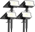 Solar Lights Outdoor Waterproof IP67, 4 Pack 60 LED Solar Spot Lights with 3 Lighting Modes, 2-in-1 Auto On/Off Cool White Solar Outdoor Lights for Yard Garden Pathway Landscape