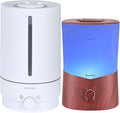 BlueHills Premium Set of Two Large 5000 ML XL and 3000 ML Essential Oil Diffusers Humidifier Combo for Large Room Home with Décor LED Lights Great Gift – Value Pack of White and Dark Wood Grain
