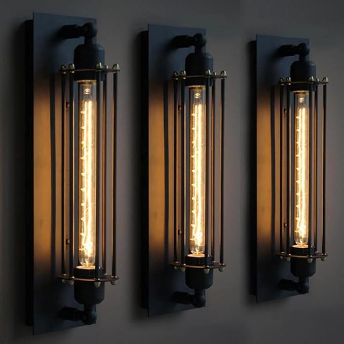 GOENDR T300 Long Light Bulb, E26 Base Amber Vintage Edison Bulb, Dimmable Tubular Unique Decorative Filament Light Bulb for Wall Sconces & Pendant Lantern Industrial Fixture Pendant Lamp(4 Pack)