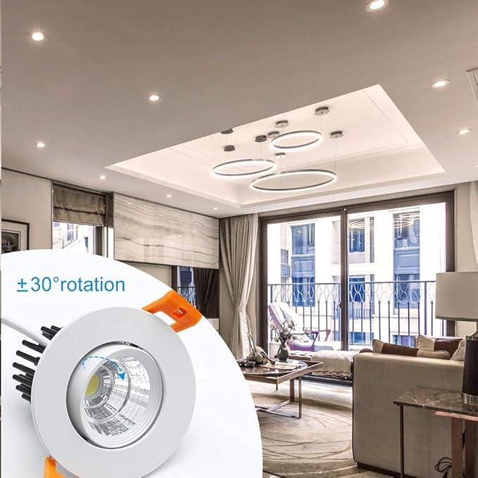 inShareplus 2 Inch LED Downlight, 3W Recessed Lighting COB Dimmable, 4000K Natural White, CRI80, Ceiling Lights with LED Driver, 6 Pack