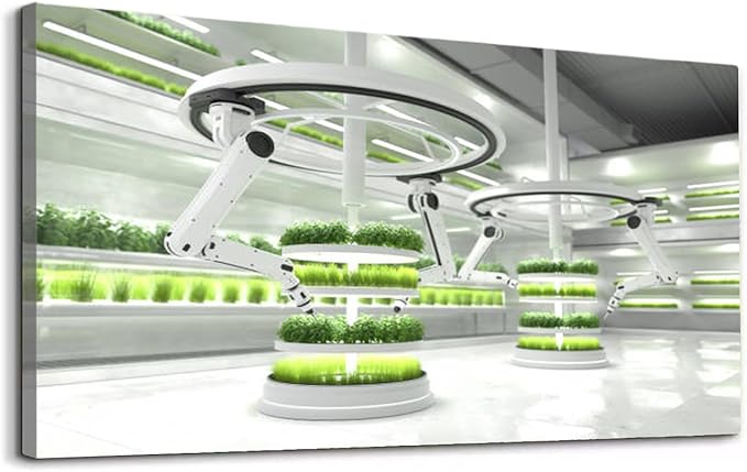 Wibinuki Wall Art Wall Decor Wall Paintings Smart robotic farmers, robot farmers, Agriculture technology, Farm for Living Room Bedroom Bathroom Home Decor Can Be Hung Directly 20"x 40"