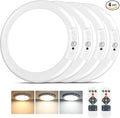Rechargeable Motion Sensor Ceiling Lights with Remote, Battery Operated Ceiling Lights No Wiring, Wireless 3 Colors Dimmable Overhead Lamps for Closet Shower Shed Hallway, 4-Pack