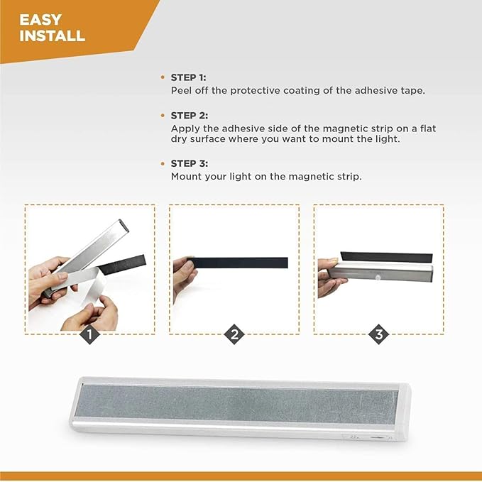 Lock Connection™ - LED Motion Activated Cabinet Light. Stick-on Anywhere/Battery Operated 10 LED Motion Sensor (Blue Qty 3 pcs)