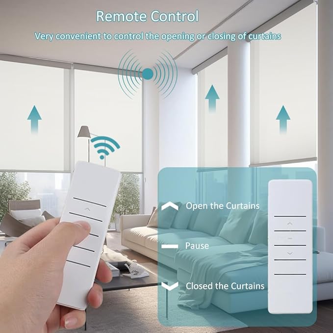 Tuya WiFi Smart Roller Shade Motor DC12V, High Torque Electric Blind Motor, Compatible with Alexa/Google Home, Retrofit Motorized Roller Blinds Kit (6.0 N.m for Φ40mm (1.57") Octagonal Tube)